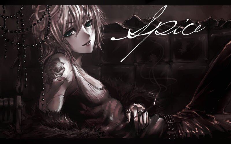 anime woman with rose tattoo