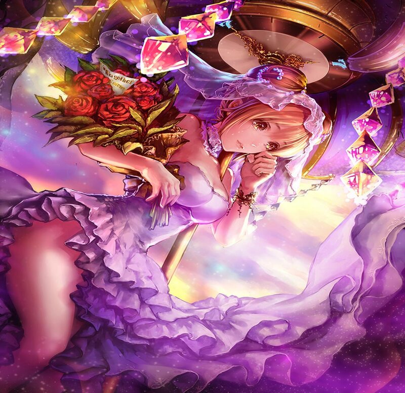 Anime Woman with Roses — Purple, Dramatic