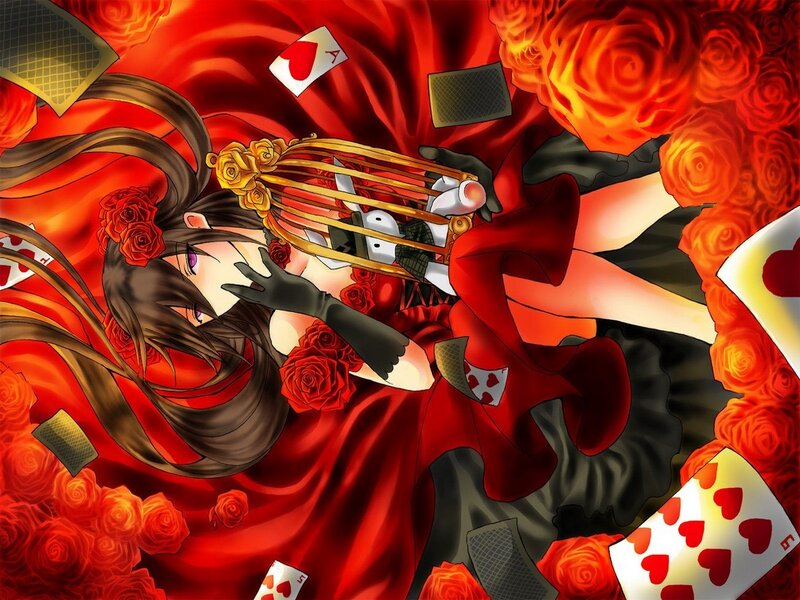 Anime Woman with Roses — Red