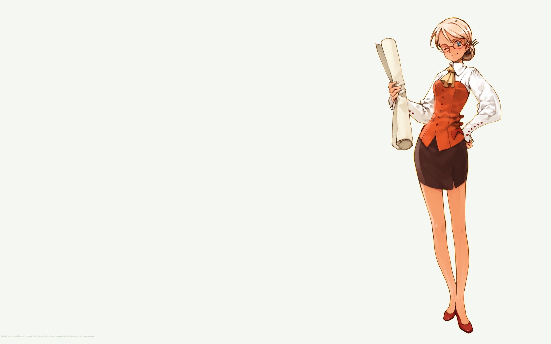 anime woman with scroll