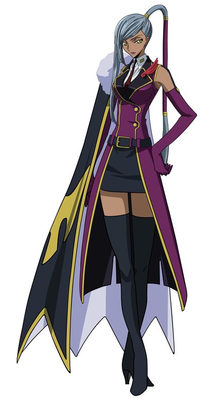 Anime Woman with Silver Hair — Purple, Confident