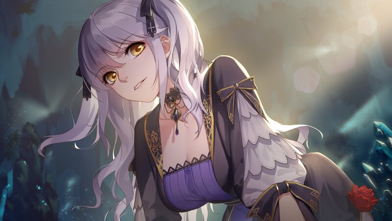 Anime Woman with Silver Hair — Purple, Dramatic