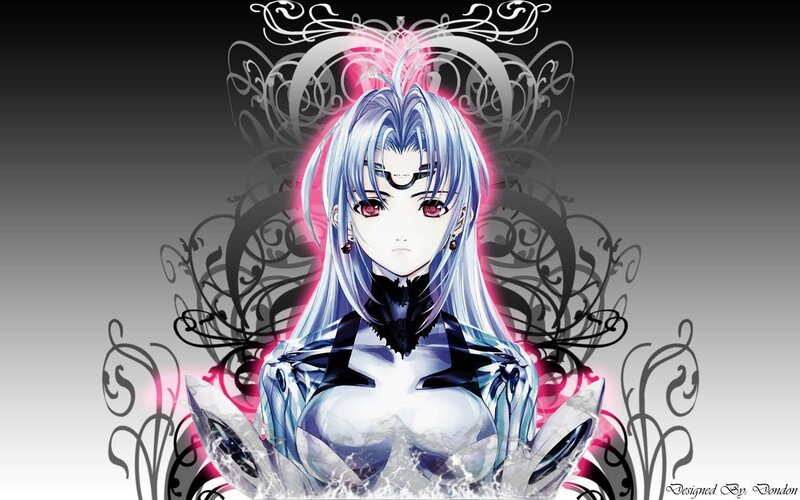 Anime Woman with Silver Hair — White, Dramatic, Red Eyes