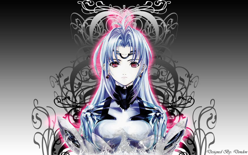 Anime Woman with Silver Hair — White, Dramatic