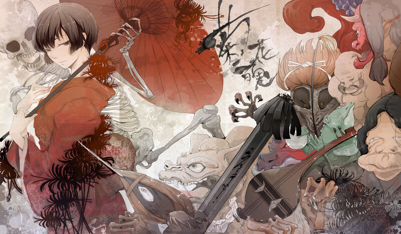 Anime Woman with Skeleton