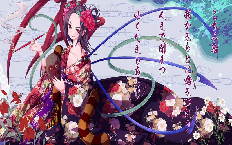 Anime Woman with Snakes — Purple