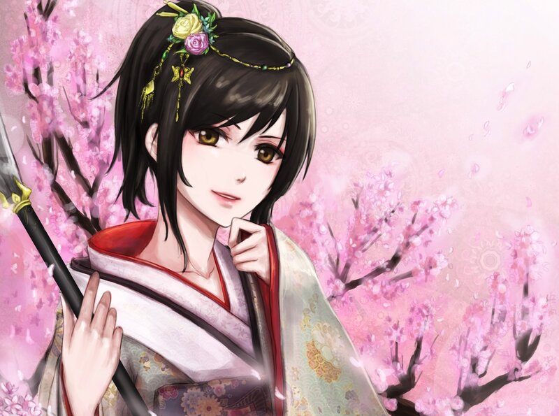 Anime Woman with Spear — Pink