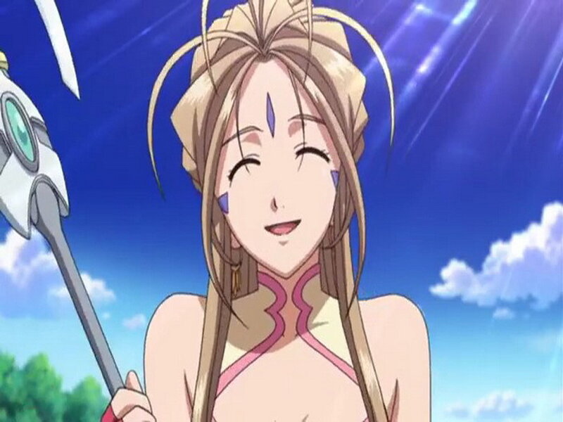 Anime Woman with Staff — Blue