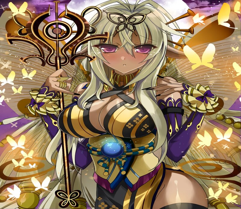 Anime Woman with Staff — Gold, Dramatic