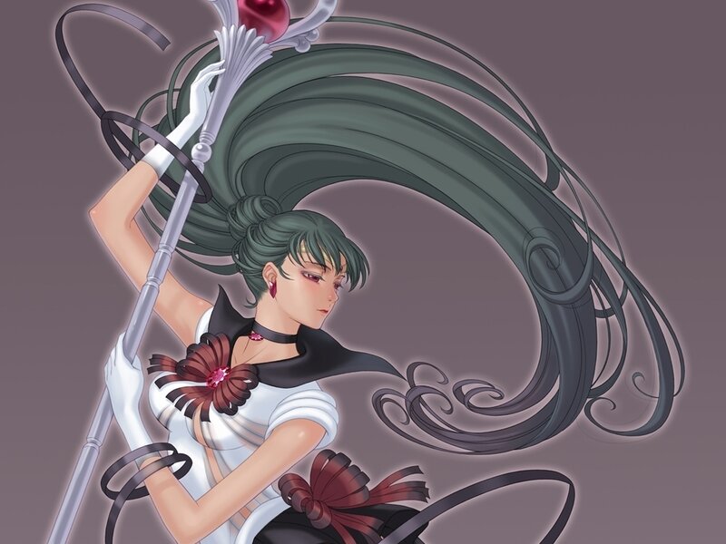 Anime Woman with Staff — Green