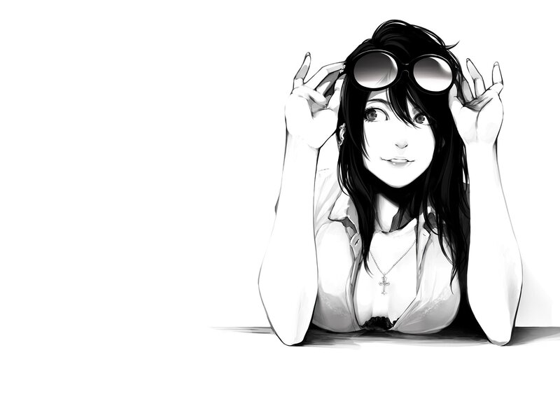 Anime Woman with Sunglasses — Black