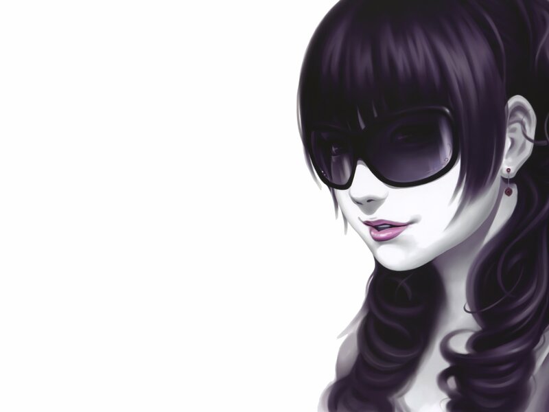 Anime Woman with Sunglasses — Purple