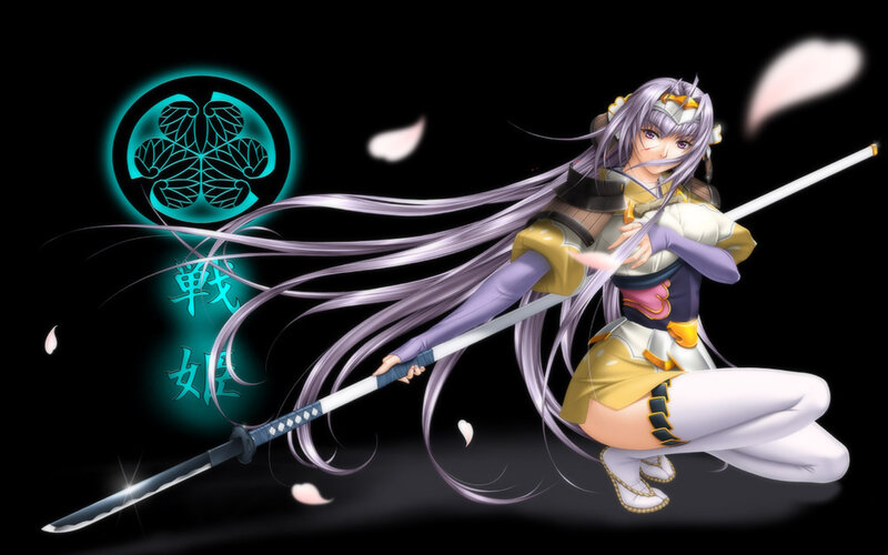 Anime Woman with Sword — Black, Dramatic, Night