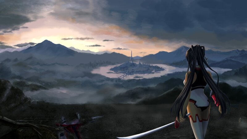 Anime Woman with Sword — Gray, Dramatic