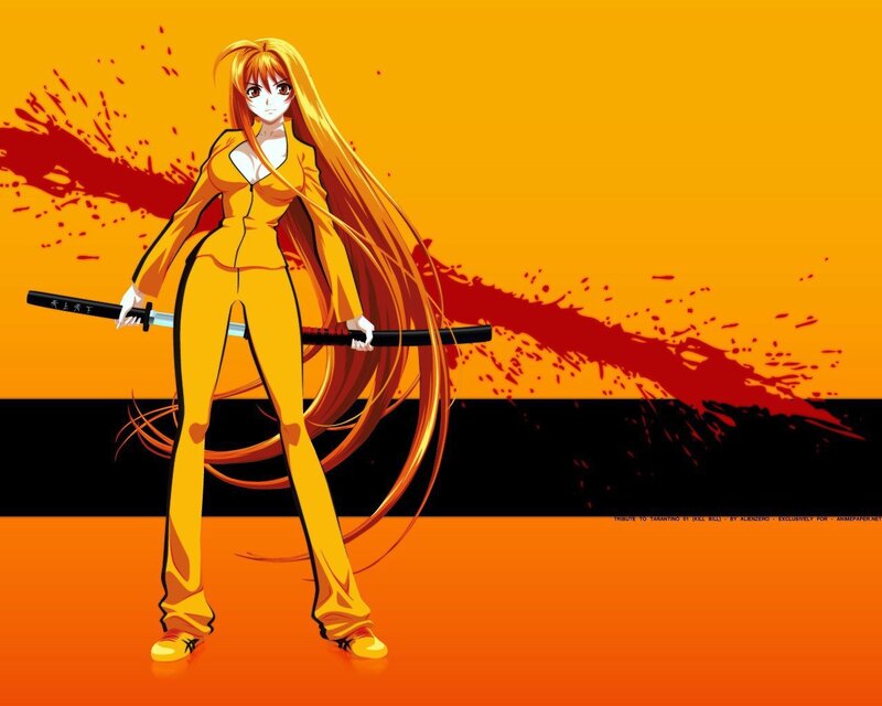 Anime Woman with Sword — Orange, Dramatic