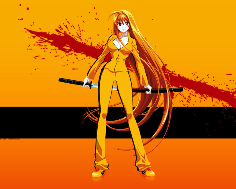 Anime Woman with Sword — Orange