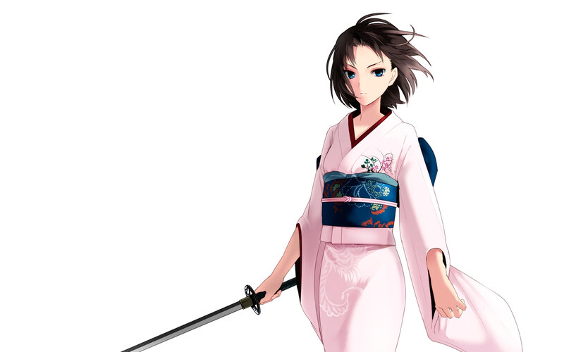 Anime Woman with Sword — Pink, Calm