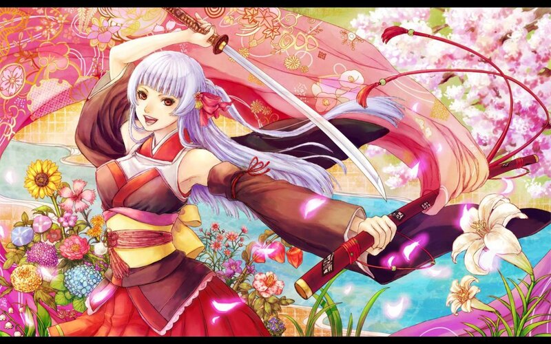 Anime Woman with Sword — Pink, Dynamic, Spring