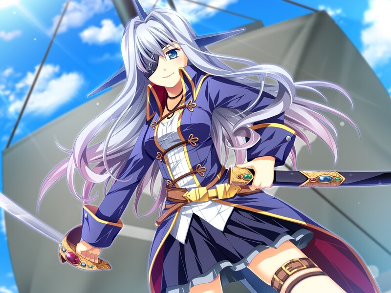 Anime Woman with Sword — Purple, Confident