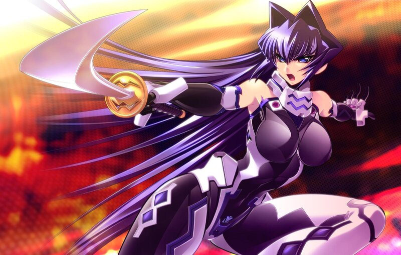 Anime Woman with Sword — Purple, Dramatic, Sunset, Cat Ears