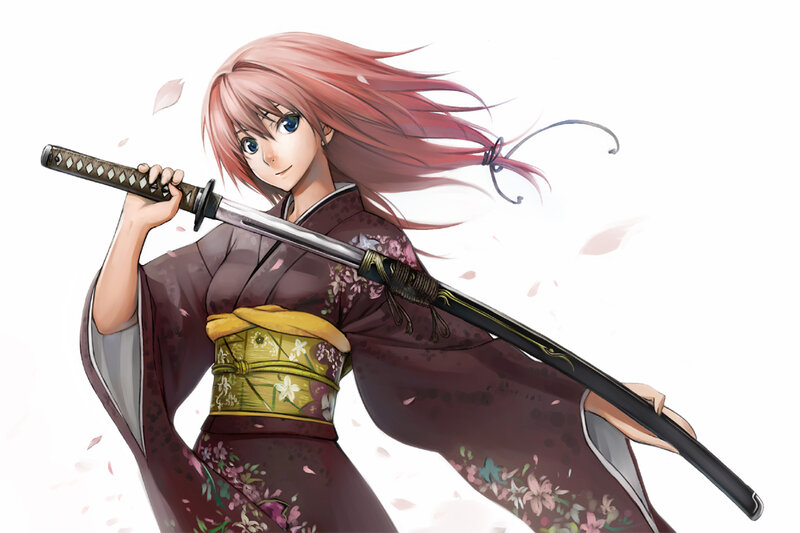 Anime Woman with Sword — Purple, Dynamic