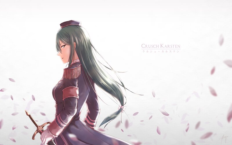 Anime Woman with Sword — Purple, Serene, Spring