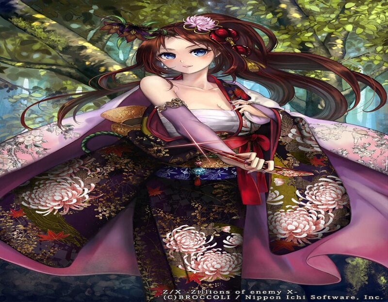 Anime Woman with Sword — Purple, Serene