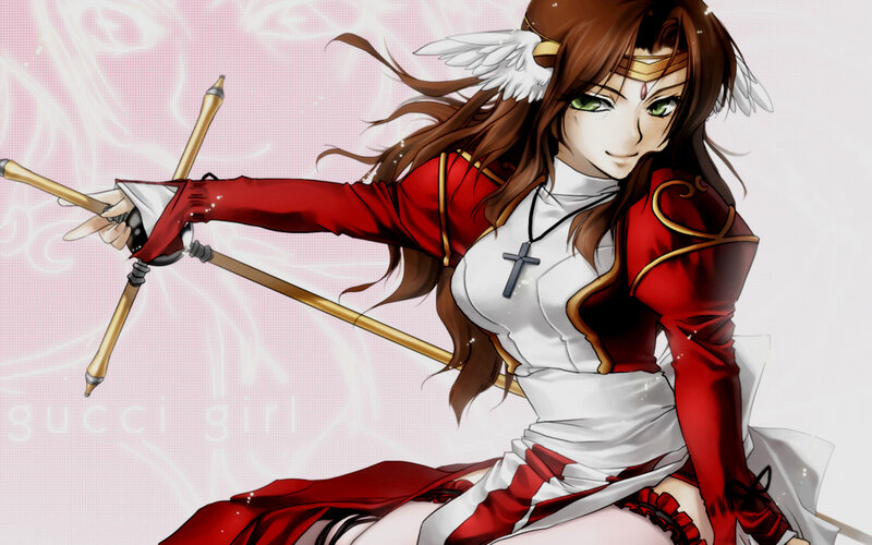 Anime Woman with Sword — Red, Confident