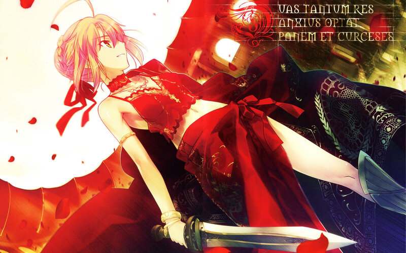 Anime Woman with Sword — Red, Dramatic, Manga