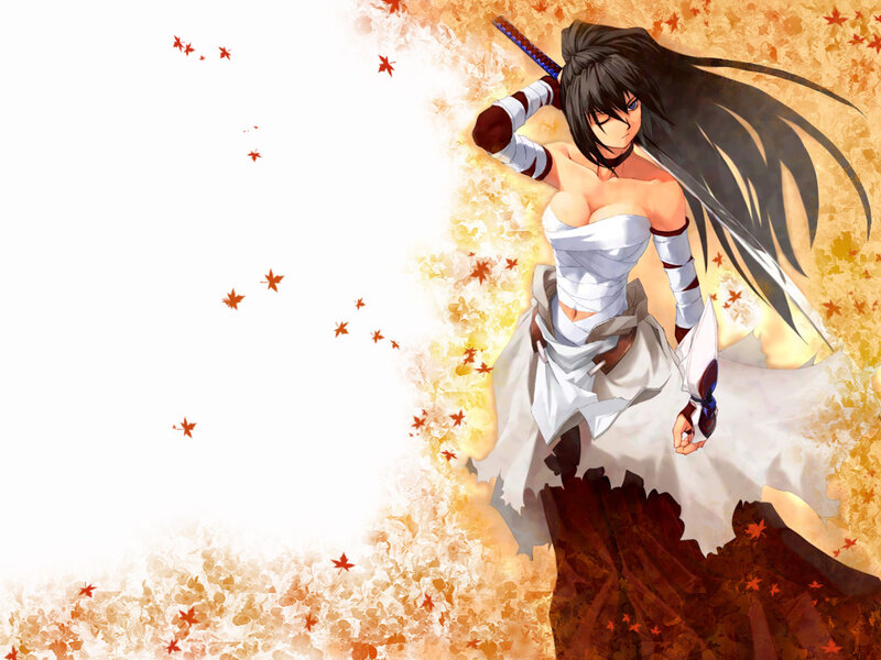 Anime Woman with Sword — White