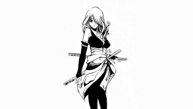 Anime Woman with Swords — Black, Serious