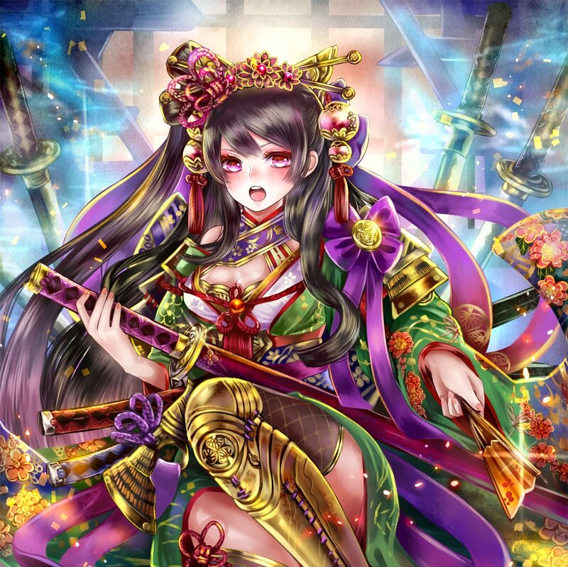 Anime Woman with Swords — Purple