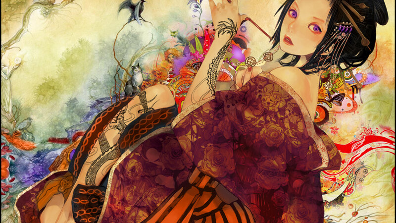 anime woman with tattoos