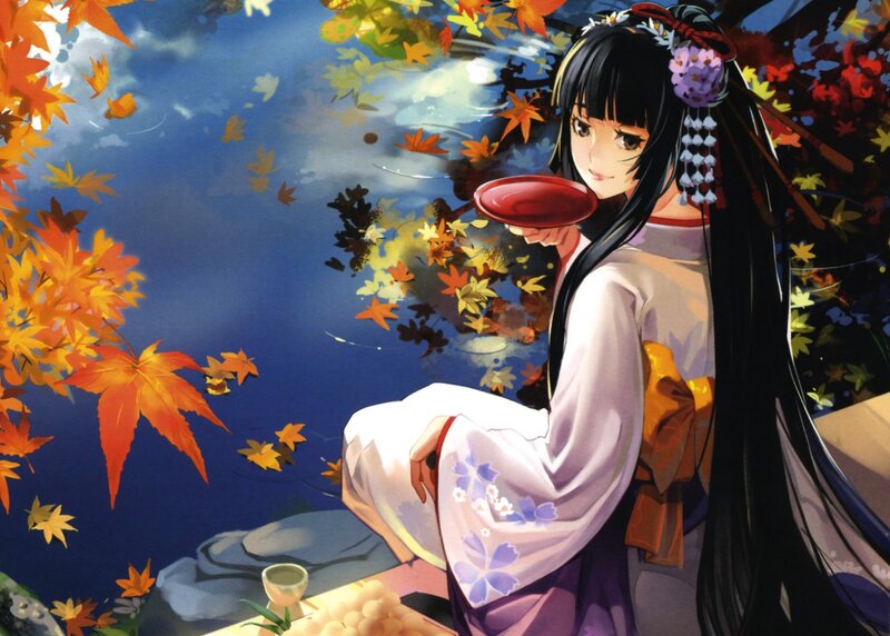 Anime Woman with Tea
