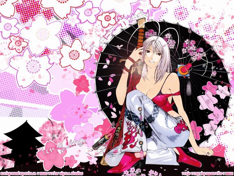 Anime Woman with Umbrella — Pink