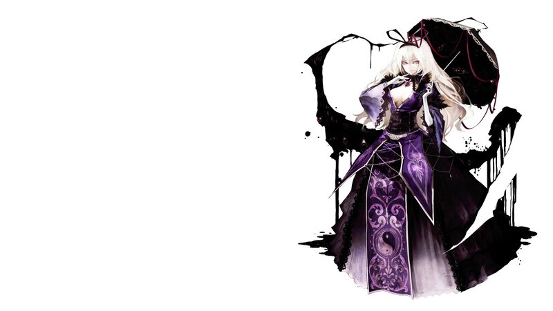 Anime Woman with Umbrella — Purple, Dramatic, Digital Art