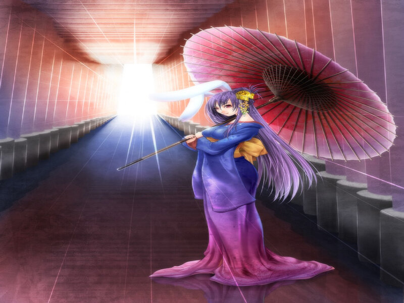 Anime Woman with Umbrella — Purple