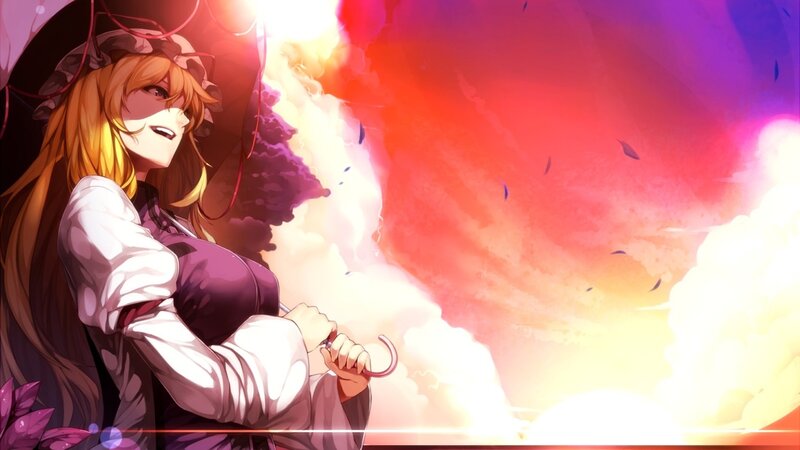 Anime Woman with Umbrella — Red, Dramatic, Sunset, Explosion