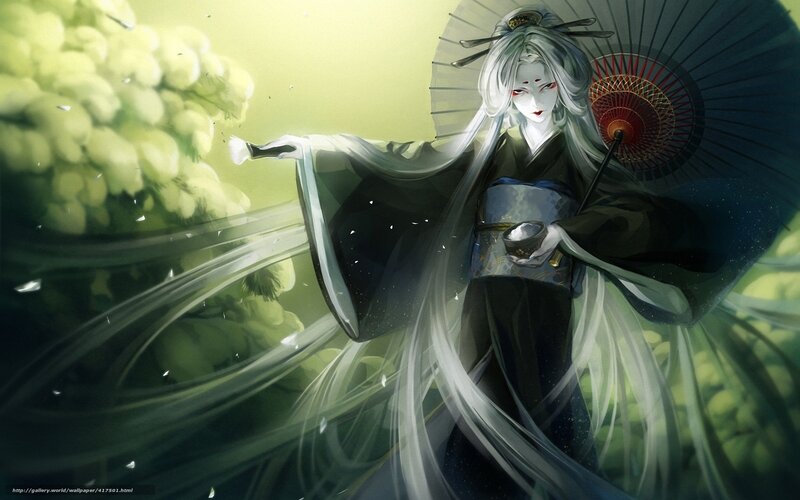 anime woman with umbrella