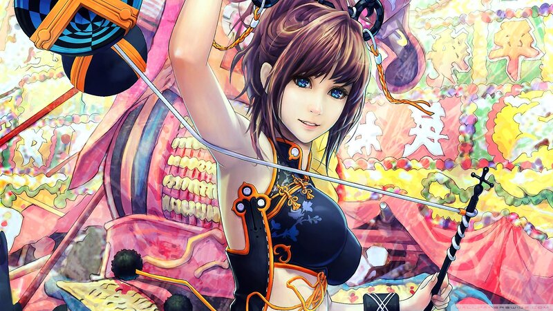 Anime Woman with Weapon — Pink