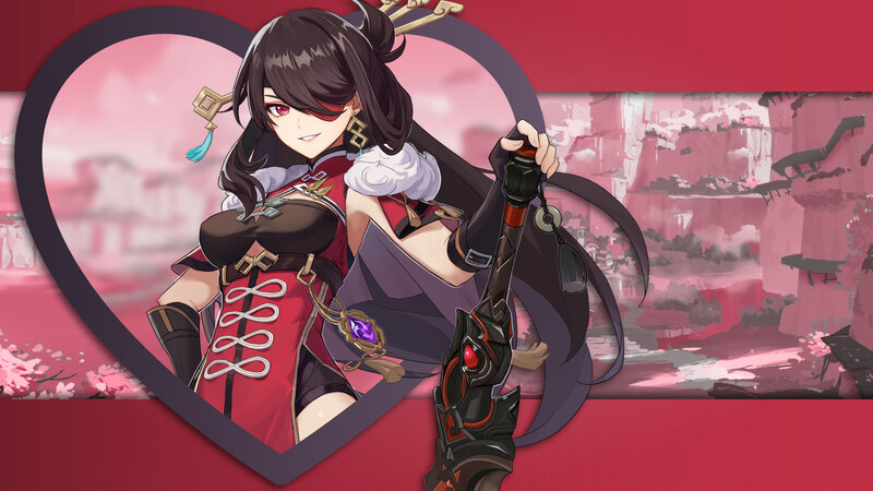 Anime Woman with Weapon — Red, Dramatic