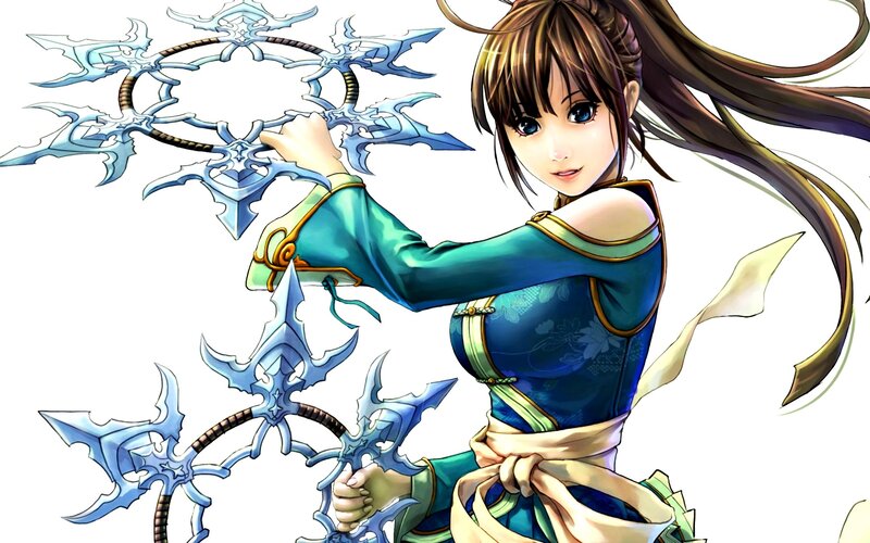 Anime Woman with Weapons — Blue