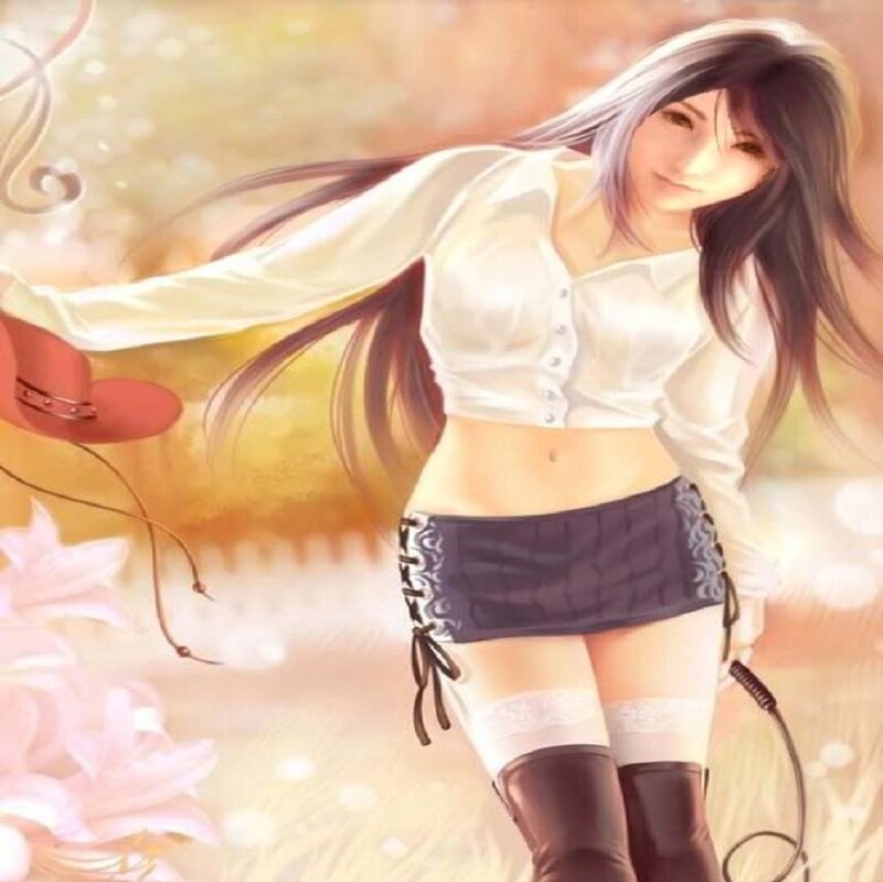 Anime Woman with Whip — White, Dreamy