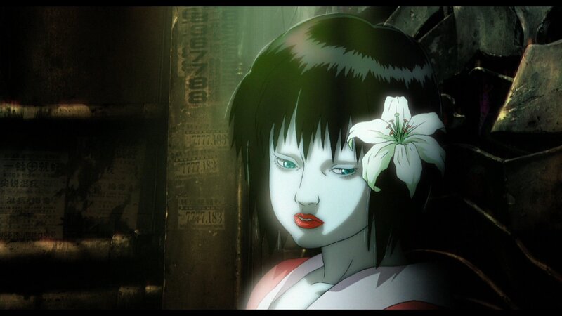 anime woman with white flower