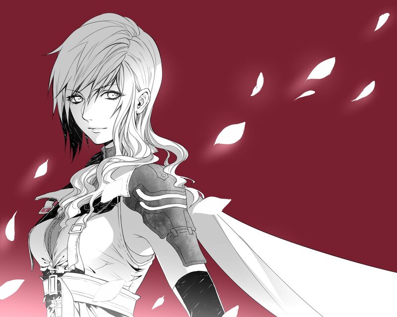 Anime Woman with White Hair — Red, Dramatic