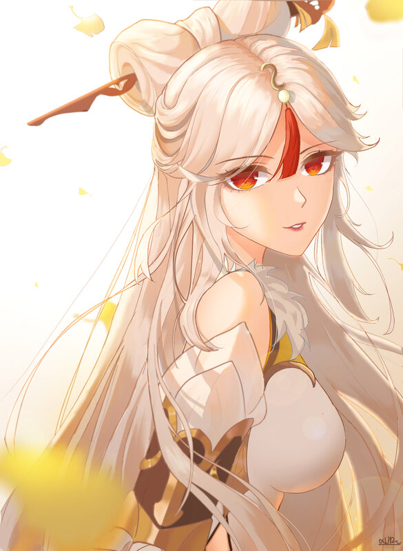Anime Woman with White Hair — Serene, Autumn