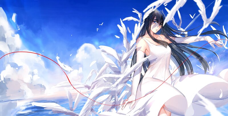 Anime Woman with Wings — Blue, Serene