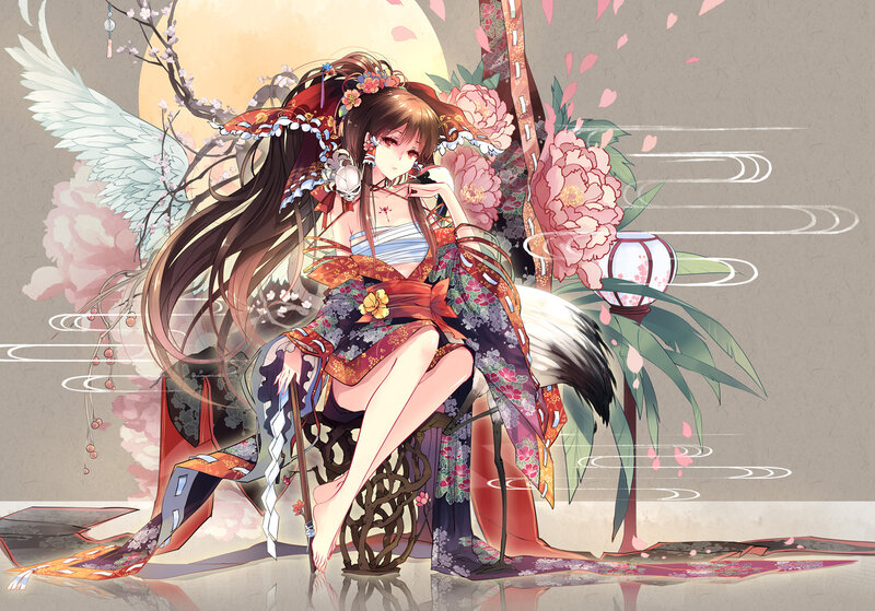 Anime Woman with Wings — Pink