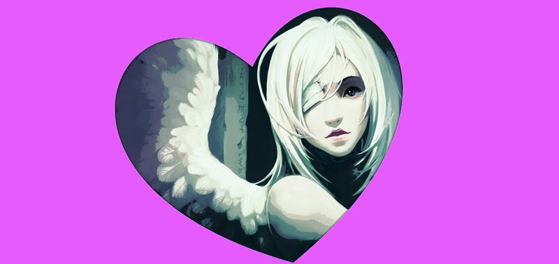 Anime Woman with Wings — Purple, Dramatic, Digital Art