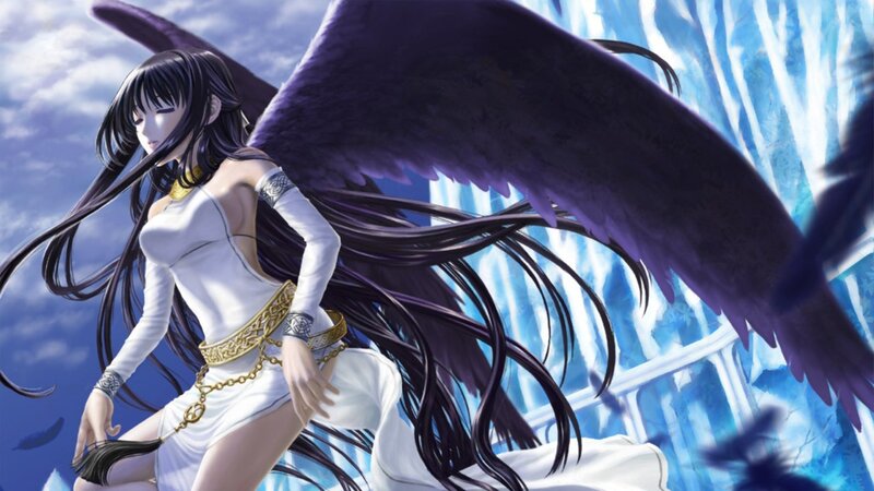 Anime Woman with Wings — Purple